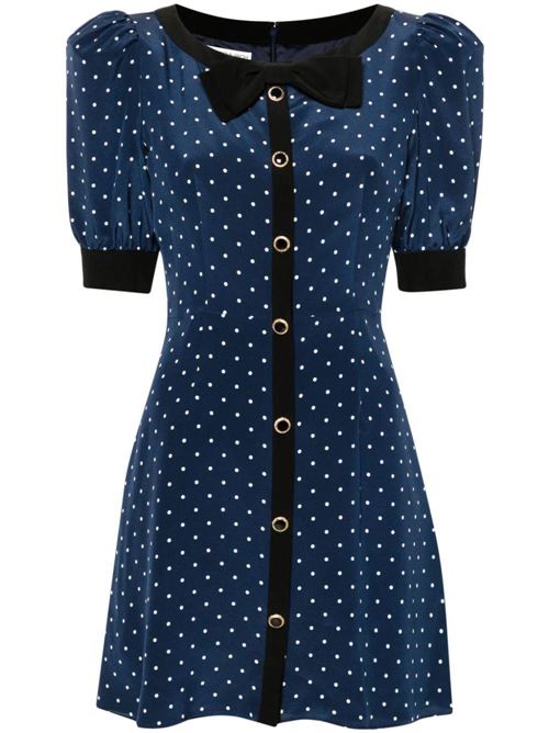 POLKA DOT PRINT SILK MINI DRESS W/JWL BUTTONS,  BOW Alessandra Rich | FABX3895F43781944